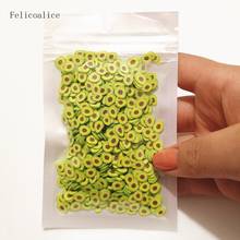 Arcilla caliente de 20g, 5x7mm, rociadores de fruta para manualidades, polímero, aguacate, rebanada, accesorios para hacer Slime, decoración de uñas 2024 - compra barato