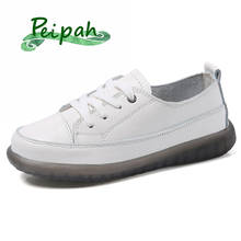 PEIPAH Sport Shoes Women Natural Genuine Leather Flat Casual Shoes Female Ballet Flats Lace Up White Court Sneakers Ladies Flats 2024 - buy cheap