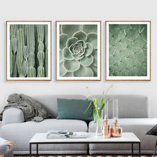 Póster nórdico de pared verde, pintura en lienzo, póster de Cactus de planta, carteles e impresiones, imágenes de pared para decoración de sala de estar 2024 - compra barato