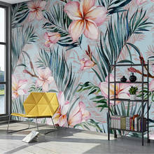 Papel tapiz Mural personalizado, pintado a mano, creativo, moderno, rosa, flores, hojas, foto, dormitorio, sala de estar, decoración de Hotel, pintura de pared 2024 - compra barato