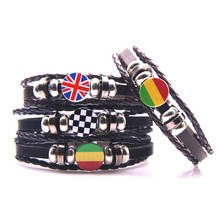 Pulsera de cuero trenzada con bandera del Reino Unido para hombre y mujer, brazalete deportivo de la amistad, a la moda 2024 - compra barato