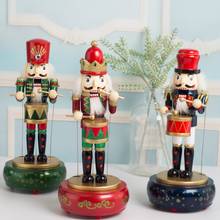 Wooden Nutcracker Soldier Doll Music Box Kids Toy Handicrafts Home Desktop Decoration Xmas Christmas 2024 - buy cheap