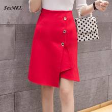 Plus Size Fashion Red Skirts Women 2021 Casual High Waist Black Skirt Sexy Office Lady Work Button Korean Style Pencil Skirt 2024 - buy cheap