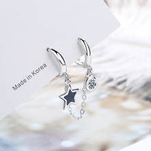 1PC Silver Color Double Ear Hole Zircon Earring Black Drop Glaze Star Earring For Women Minimalist Gifts Earrings For Women 2024 - buy cheap