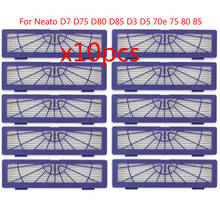 Filtros hepa para neato botvac, filtros de substituição para neato botvac série d/conexão 70e d7 d80 d85 d3 d75 d5 75 80 85 peças de aspirador de pó com 10 peças