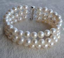 Pulsera de perlas de agua dulce para mujer, brazalete redondo de perlas de boda, cierre magnético, regalo encantador 2024 - compra barato