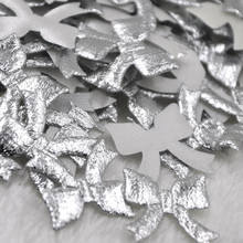 50pcs Silver Padded Fabric Flower Bow Appliques Doll baby Lots B316 2024 - buy cheap