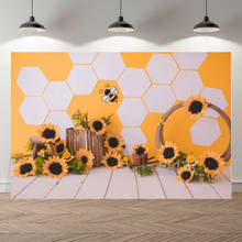 Seekpro Bee Honeycomb Sun Floweers Yellow Baby Shower Birthday Backdrop Customized Kids Party Decorations Background Photocall 2024 - buy cheap