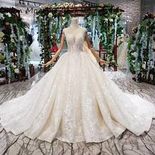 Vestidos de noiva femininos, vestido de renda com gola alta, feito sob encomenda, cristais de babados, luxuoso, boho, noiva, 2020 2024 - compre barato