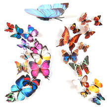 12 шт./лот Красочные магниты на холодильник в виде бабочек, 3D дизайнерские художественные наклейки в виде бабочек, комнатный Магнитный домашний декор, украшение для стен своими руками 2024 - купить недорого