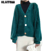 Casaco de veludo suéter feminino, primavera outono 2020, novo, sólido, 6 cores, de malha curta, cardigã feminino, sw1413 2024 - compre barato