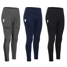 Leggings de Yoga para mujer, cintura alta, Fitness, Running, secado rápido, Leggings elásticos, bolsillo, malla, empalme, deportes, gimnasio, pantalones para correr 2024 - compra barato