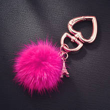 4cm Water mink fur ball heart key chain fur Charm car key ring love plush pendant keychain party gift Jewelry 2024 - buy cheap