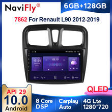 Navifly 6gb + 128gb qled tela 1280*720 android 10 rádio do carro leitor de multimídia áudio para renault logan 2 sandero 2 2014 - 2019 2024 - compre barato