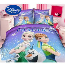 Disney Frozen print bed sheet set twin single size Alsa Anna princess duvet cover girls kids bedroom decor bedlinen pillowcase 2024 - buy cheap