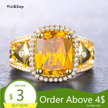 Visisap Luxury Retro Blue Zircon Rings for Lady Yellow Gold Color Ring Exaggerate Party Anniversary Jewelry Supplier B1122 2024 - buy cheap