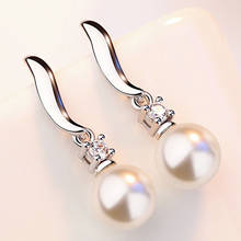 1 Pair Ladies Silver Color Imitation Pearl Earrings Fashion  Dangle Earrings For Women Jewelry Brincos Gift 2024 - buy cheap