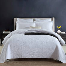 3-cores colcha de algodão e travesseiro shams 3 pçs sólida cama bordados colchas capas de cama rei rainha tamanho conjunto de colchas 2024 - compre barato