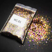 50g/Bag Nail Art Holographic Glitters 3D Chunky Extra-Thin Laser Sequins Spangles Hexagon Glitters Flakes Holo Glitter #T108(4) 2024 - compre barato