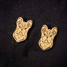Preto francês bulldog brincos para mulheres homens pequenos aço inoxidável cão brincos 2020 moda jóias studs atacado cor do ouro 2024 - compre barato