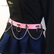 Sishion cinto de couro sintético, cinto punk hip-hop preto vermelho branco rosa para mulheres vd1360 2024 - compre barato