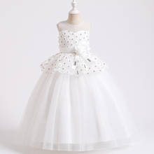 Детское платье принцессы, Новинка весна-лето 2021, кружевное свадебное платье с цветами для девочек, длинные платья, модное платье с цветами для девочек 2024 - купить недорого