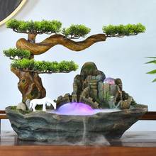 220V Chinese Lucky Feng Shui Rockery Water Fountain Indoor Resin Micro Landscape Fountains Waterfall Home Decor Humidifier Craft 2024 - buy cheap