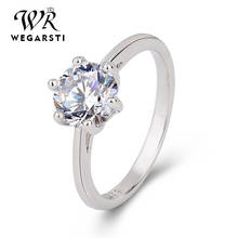 WEGARSTI 925 Sterling Silver Classic Six Claws Design Rings Heart CZ Ring Paved Austrian Zircon Fashion Rings For Women Jewelry 2024 - buy cheap