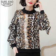 2022 New Leopard Chiffon Blouse Ladies Top 4XL Plus Size Womens Tops and Blouses Long Sleeve O-Neck Casual Regular 5469 50 2024 - buy cheap