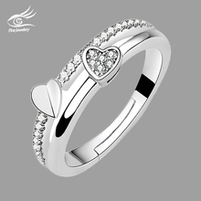 7KMOOR 925 Sterling Silver New Woman Cubic zirconia silver Ring opening the adjustable ring asymmetrical heart-shaped Jewelry 2024 - buy cheap