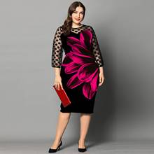Vestido de encaje de manga larga con cuello redondo para mujer, vestido elegante de talla grande para fiesta de noche de otoño 2024 - compra barato