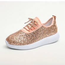 As Sapatilhas das mulheres Novas 2019 Verão Brilho Bling Do Ouro Prata Sapatos Mulher Plus Size Tênis Branco Brilhante Sapatos Casuais Apartamentos Mulheres 2024 - compre barato