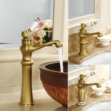 Grifos de lavabo de bronce antiguo mezclador de fregadero de cobre grifo de fregadero caliente y frío grifos 2024 - compra barato