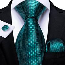 Men Tie Teal Green Solid Silk Wedding Tie for Men Handky cufflink Gift Tie Set DiBanGu Designer Party Business Fashion SJT-7326 2024 - buy cheap