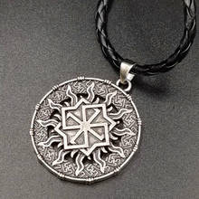 Nostalgia nova roda preto sol kolovrat eslava colar pingentes nórdico viking símbolo amuleto e talismã masculino vintage jóias 2024 - compre barato