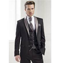 Traje de esmoquin para novio, traje informal de negocios para hombre, personalizado (chaqueta + Pantalones + chaleco), color gris 2024 - compra barato