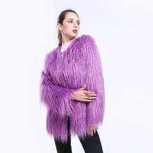 Estilo europeu casaco de pele do falso mulher longo casaco de inverno roxo peludo elegante plus size xxxl meninas fluffy jaqueta streetwear 2024 - compre barato