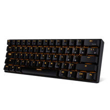 Teclado mecánico RK61 para juegos, 61 teclas, USB 60%, compacto, Bluetooth, para Windows /Ios/Andoid, funda negra + luz amarilla 2024 - compra barato