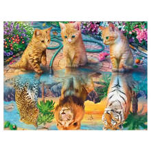 Pintura de diamante 5D DIY, punto de cruz 3D cuadrado/bordado redondo, Animal de tres "gatos", decoración del hogar, diseño de regalo FH761 2024 - compra barato