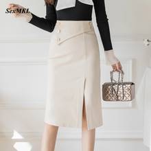 Elegant Office Pencil Skirts Women 2022 Oversized Fashion Button Sexy Black Skirt Korean Clothes High Waist Midi Mujer Faldas 2024 - buy cheap