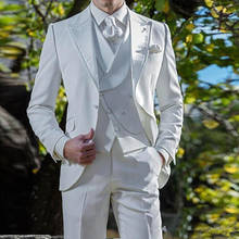 Traje clásico de estilo italiano para hombre, traje Formal personalizado para boda y graduación, chaqueta + chaleco + Pantalones, color blanco, 2021 2024 - compra barato