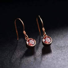 Mengyi brincos redondos vermelhos, charmosos e simples com zircônio em ouro rosê, moda feminina 9 2 5, joias para presente de festa de aniversário 2024 - compre barato