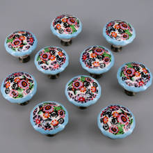 Puxador de cerâmica colorido de cogumelo, para crianças/crianças, para armários e portas de móveis, 10 peças 2024 - compre barato