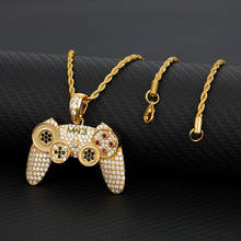 Golden Hip Hop Game Controller Handle Pendant Necklace for Women Men Iced Out Colour Crystal Rhinestone Jewelry Chain Necklace 2024 - buy cheap