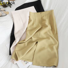 Gagaok Women Office Lady Skirt Spring Autumn New Solid Pencil Empire Knee-Length Bodycon Wild Chic Female Fashion Korean Skirts 2024 - buy cheap