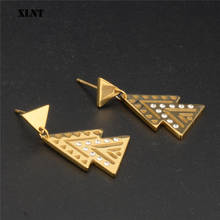 XLNT-pendientes de gota geométricos populares para mujer, bisutería triangular, aretes de gota de cristal transparente, joyería llamativa, regalos 2024 - compra barato