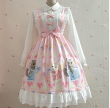 Boneca princesa loli renda de cintura alta babado kawaii menina lolita fofa doce vestido de impressão vintage vestido japonês lolita jsk 2024 - compre barato