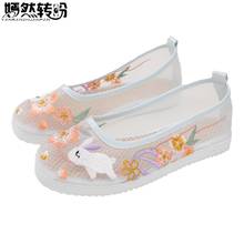 2021 Spring Summer Women Sandals Air Mesh Woman Flat Shoes Rabbit Floral Embroidered Casual Ballerina Shoes Zapatos Mujer 2024 - buy cheap