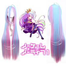 Peluca de Anime No Game No Life, Cosplay Shiro, azul y rosa, colores mezclados, fiesta de Halloween, exposición de cómics, accesorios 2024 - compra barato