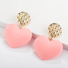 Candy Peach Heart Type Alloy Sheet Earrings Heart Shaped Cute Women's Accessories Today's Birthday Gift Acrylic Earring 2024 - buy cheap